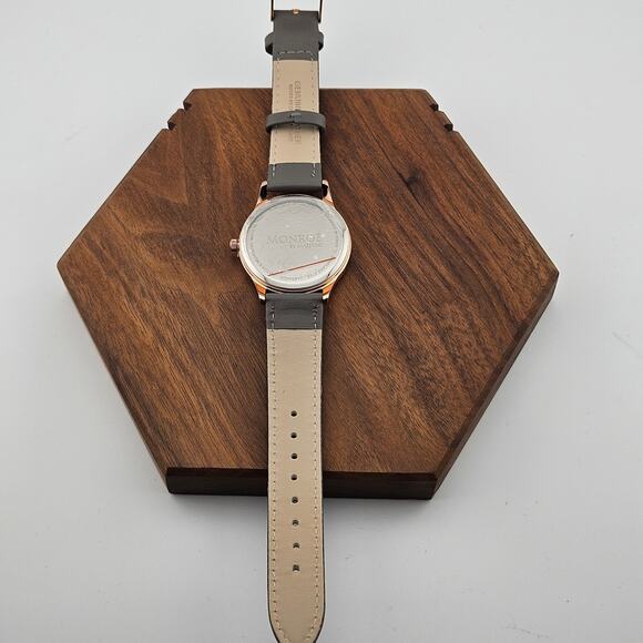 Monroe Women's Watch Rose Gold Minimalist Dial Green Gray Leather Band Simple - Picture 5 of 6
